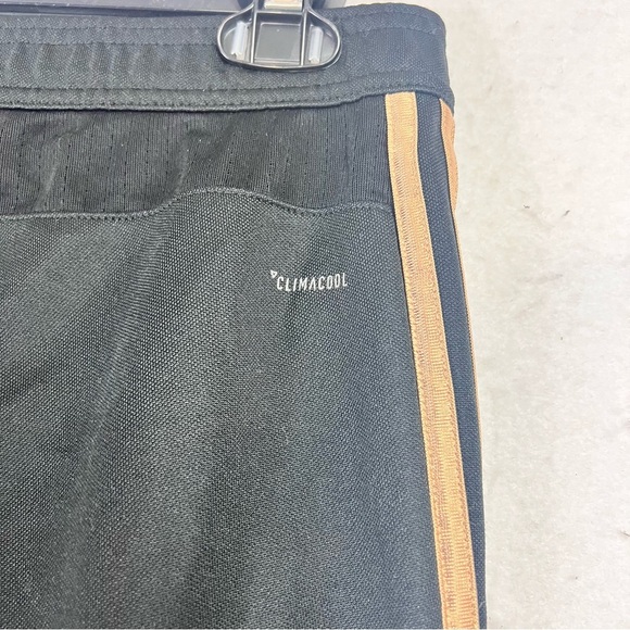 Adidas Womens Tiro 17 Black Tapered Training Pants Sz XS Gold Stripe Track Zip - Picture 7 of 12